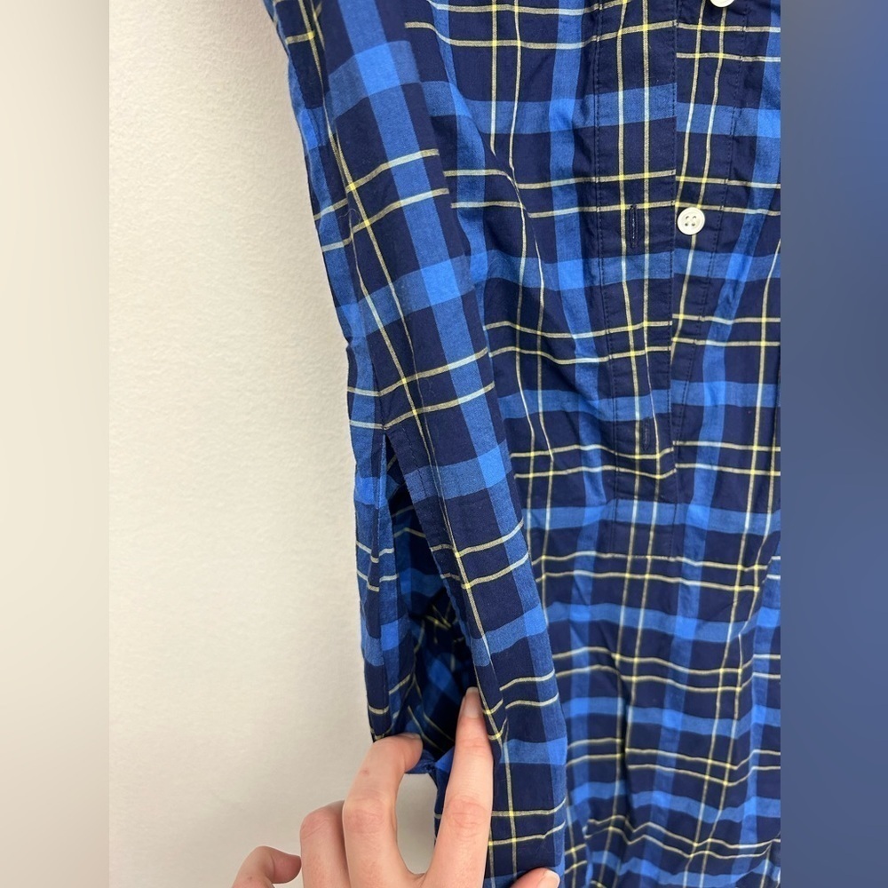 Nautica Blue Yellow Flannel Print Sleeveless Button Down Shirt Dress 10 NWOT - Picture 6 of 8